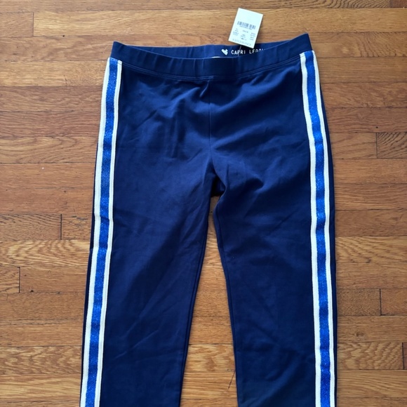NWT Crewcuts Navy Blue Capri Leggings with Sparkle Stripe Size 14 - Picture 1 of 2